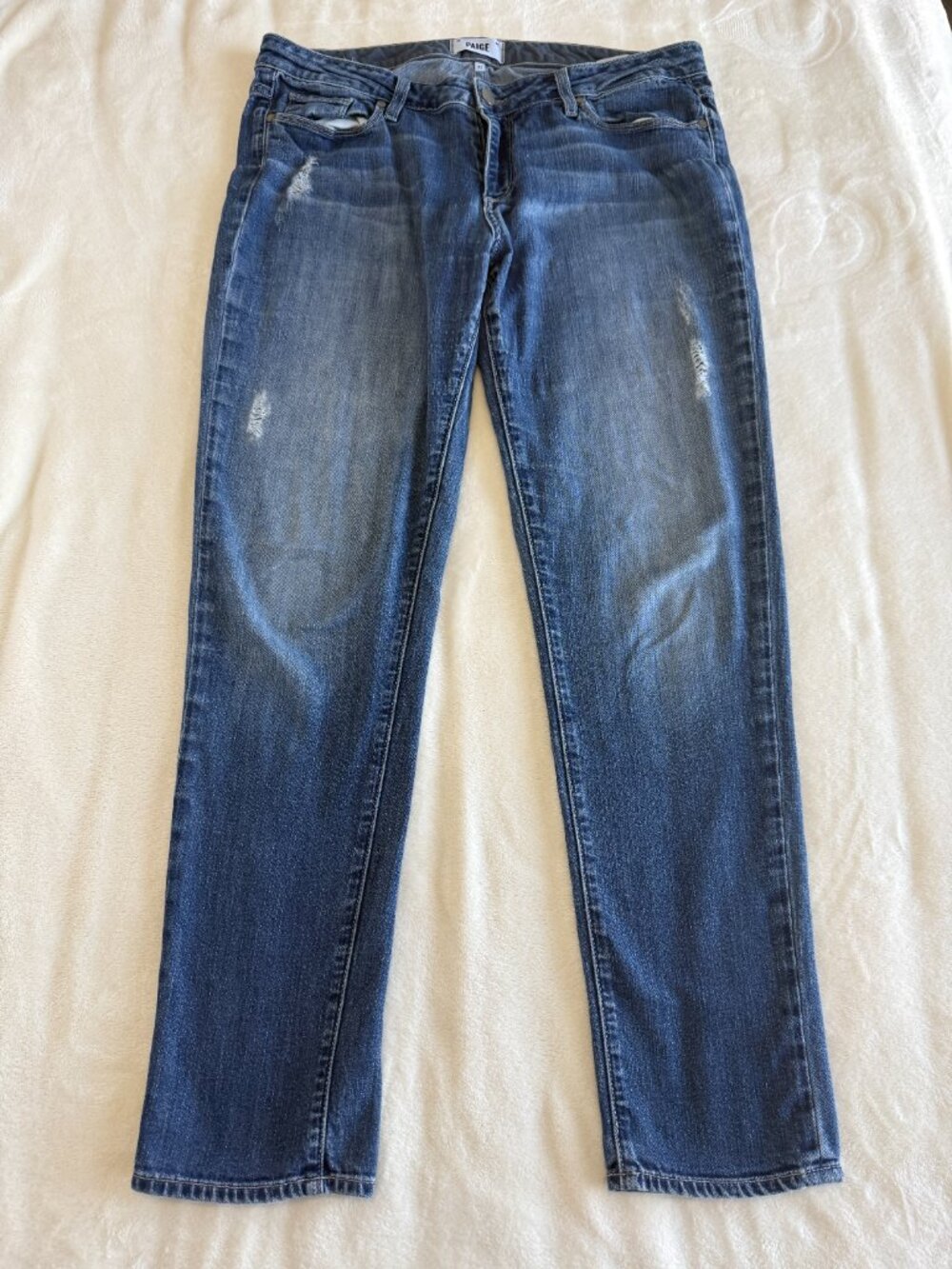 PAIGE Jimmy Jimmy Skinny Jeans Women's Size 31 Distressed Medium Wash Stretch US
